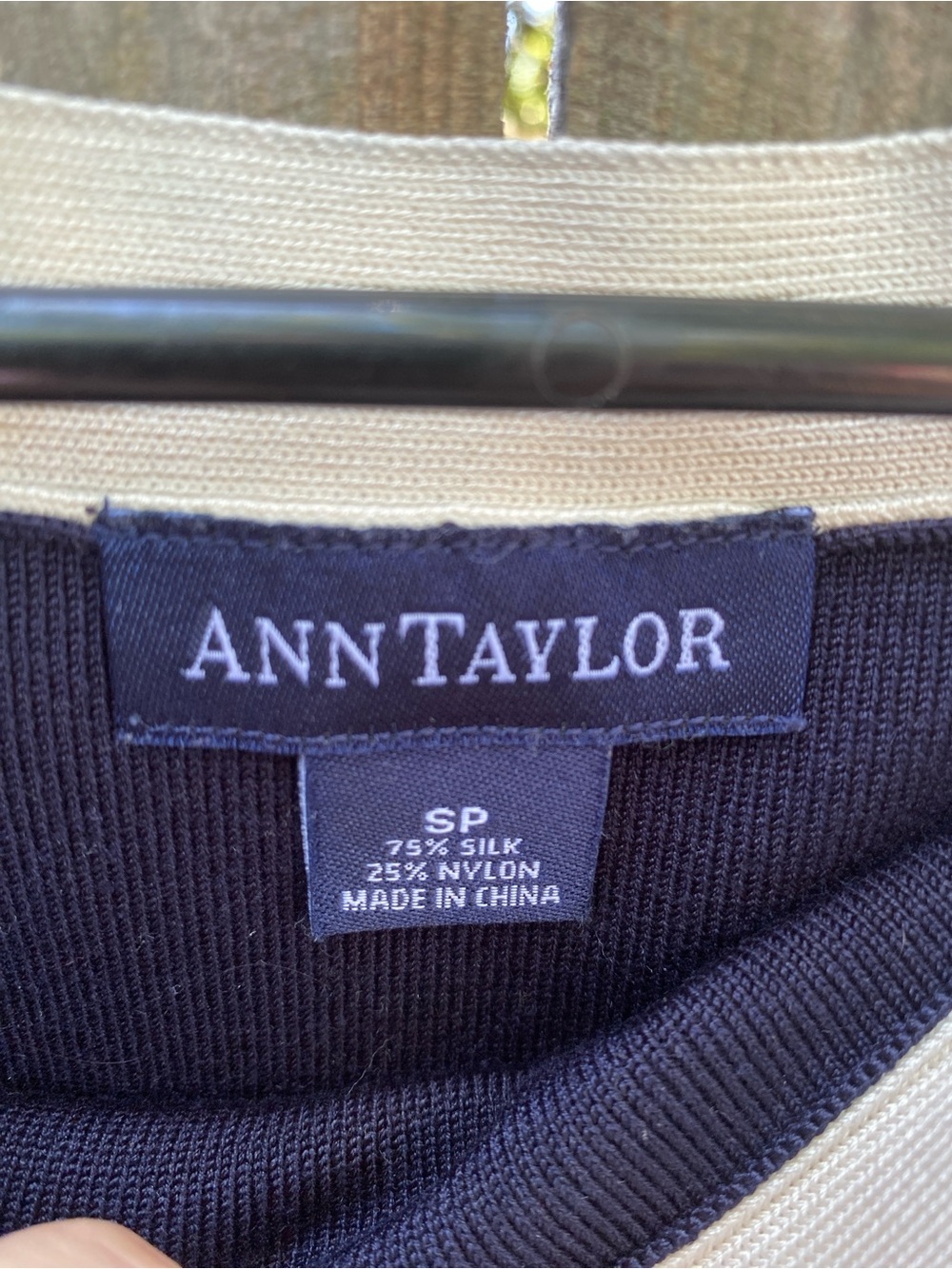 Vintage Ann Taylor Petite Small Navy Silk Blend Knit Dress Contrast Trim Minimal - Picture 4 of 9